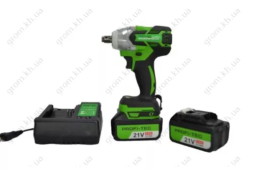 Фото 1- Аккумуляторный ударный гайковерт PROFI-TEC MCW21BL-21V (комплект 2*5,0Ah и зарядное, кейс)