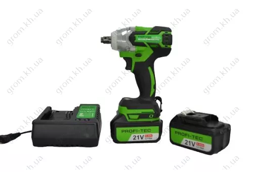 Фото 1- Аккумуляторный ударный гайковерт PROFI-TEC MCW21BL-21V (комплект 2*5,0Ah и зарядное, кейс)