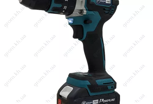 Фото 1- Аккумуляторный шуруповерт PROFI-TEC DHP485BL POWERLine (2 х 5.0 Ач, зарядное устройство, кейс)