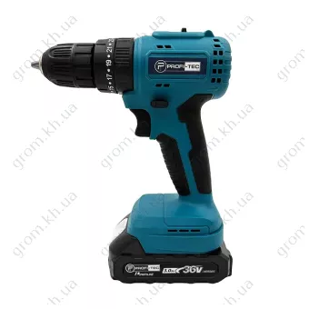 Фото 1- Акумуляторний шуруповерт PROFI-TEC CD36BL POWERLine (2 х 3.0 Ач, зарядний пристрій, кейс)