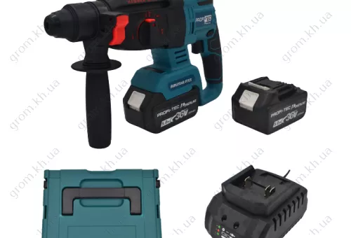 Фото 1- Акумуляторний перфоратор PROFI-TEC CBH36V POWERLine (2 акк х 5 Ач + зарядний) у кейсі (аналог Makita DHR202)