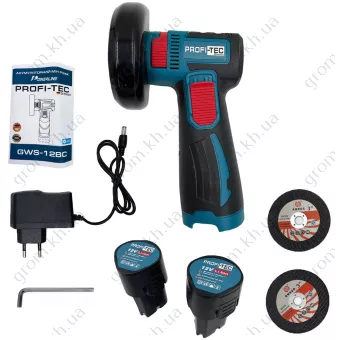 Фото 1- Аккумуляторный мини резак PROFI-TEC GWS-12BC (2×2.0Ач, зарядное, в коробке)