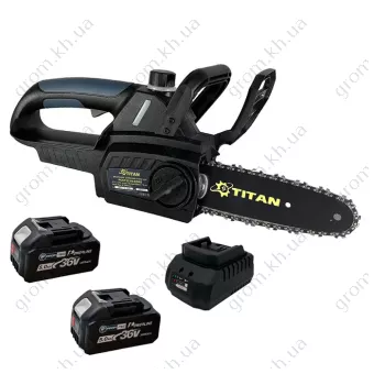 Фото 1- Аккумуляторная цепная пила TITAN PCS1221B-POWERLine SET (2 х 5.0 Ач, зарядное устройство)
