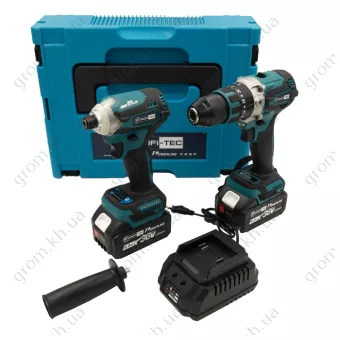 Фото 1- Акумуляторний набір інструментів PROFI-TEC Combo Set 6 POWERLine (DHP485BL, PCW36V) (2 х 5.0 Ач, зарядний пристрій)