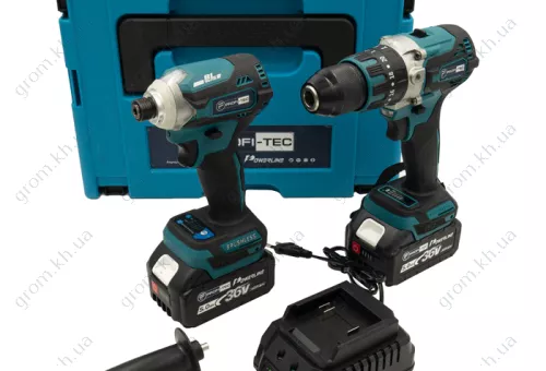 Фото 1- Аккумуляторный набор инструментов PROFI-TEC Combo Set 6 POWERLine (DHP485BL, PCW36V) (2 х 5.0 Ач, зарядное устройство)