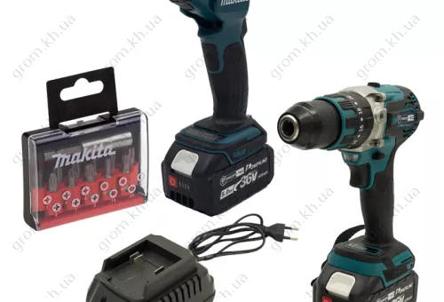 Фото 1- Аккумуляторный набор инструментов PROFI-TEC Combo Set Makita 1 (DML815, DHP485BL, D-31083) (2 х 5.0 Ач, зарядное устройство)
