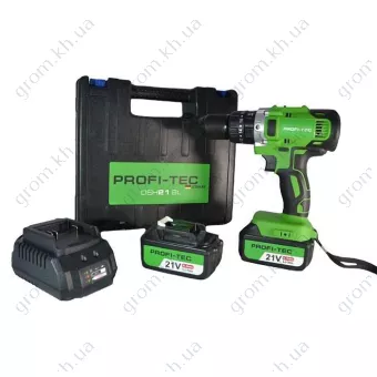 Фото 1- Аккумуляторная дрель-шуруповерт PROFI-TEC DSH21BL (2 х 5.0 Aч, зарядное устройство, кейс)