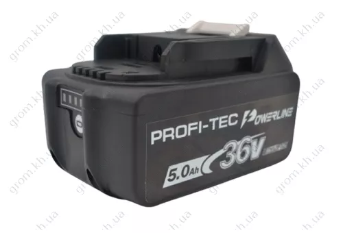 Фото 1- Акумуляторна батарея PROFI-TEC BL3650 POWERLine (5.0 Ач, з індикатором заряду)