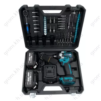 Фото 1- Аккумуляторный гайковерт PROFI-TEC DTW500BL PLUS POWERLine (набор бит и головок, 2 х 5.0 Ач, зарядное устройство)