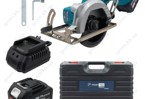 Фото 1- Акумуляторна універсальна дискова пилка PROFI-TEC PCA36BL POWERLine (2 х 5.0 Ач, зарядний пристрій)