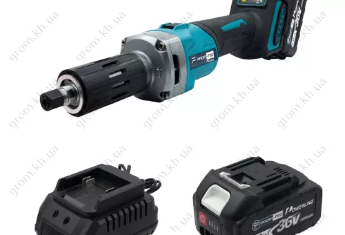 Фото 1- Акумуляторна пряма шліфувальна машина PROFI-TEC PDG36BL POWERLine (2 х 5.0 Ач, зарядний пристрій)