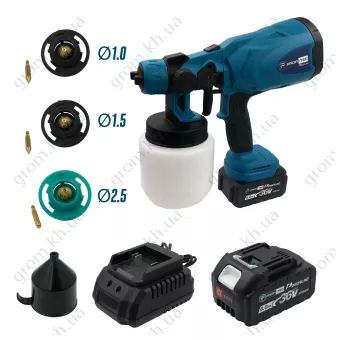 Фото 1- Аккумуляторный краскопульт PROFI-TEC PT800BL POWERLine (2 х 5.0 Aг, зарядное устройство)