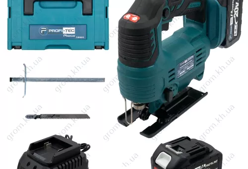 Фото 1- Аккумуляторный лобзик PROFI-TEC PGS2080BL POWERLine (2 х 5.0 Aч, зарядное устройство)