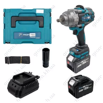 Фото 1- Аккумуляторный гайковерт PROFI-TEC PTW1002BL POWERLine (2 х 6.0 Ач, зарядное устройство)
