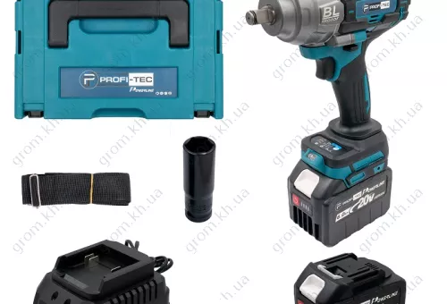Фото 1- Аккумуляторный гайковерт PROFI-TEC PTW1002BL POWERLine (2 х 6.0 Ач, зарядное устройство)