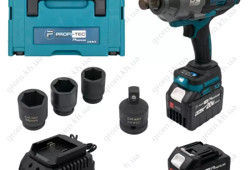 Фото 1- Аккумуляторный гайковерт PROFI-TEC PTW2100BL POWERLine (2 х 6.0 Ач, зарядное устройство)
