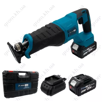 Фото 1- Акумуляторна шабельна пилка PROFI-TEC BJR2032BL Professional, 20V (2 х 5.0 Ач, зарядний пристрій, кейс)