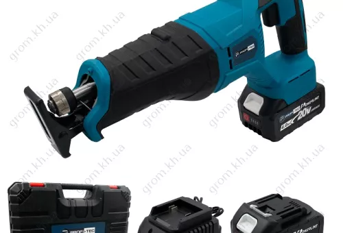 Фото 1- Акумуляторна шабельна пилка PROFI-TEC BJR2032BL Professional, 20V (2 х 5.0 Ач, зарядний пристрій, кейс)