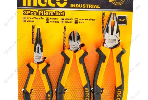 Фото 1- Набор шарнирно-губцевых инструментов Master 3 предмета INGCO INDUSTRIAL