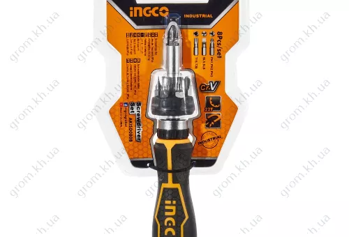 Фото 1- Отвертка с трещеткой 7 бит INGCO