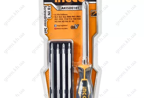 Фото 1- Набор отверток 18-в-1 INGCO