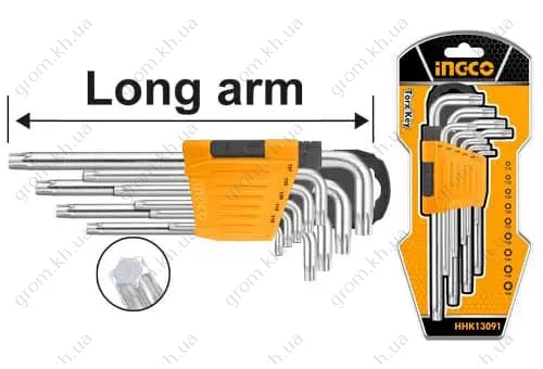 Фото 1- Комплект ключей Torx 9 шт Т10-Т50 INGCO