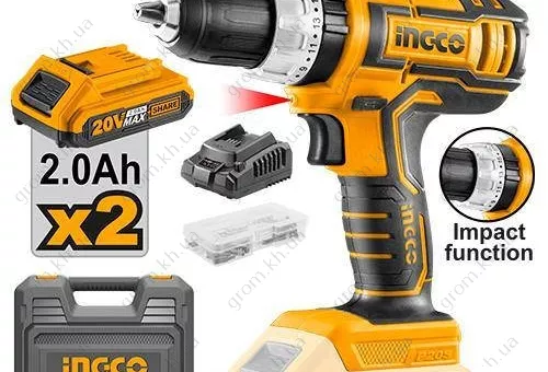 Фото 1- Аккумуляторный ударный шуруповерт INGCO P20S CIDLI20031