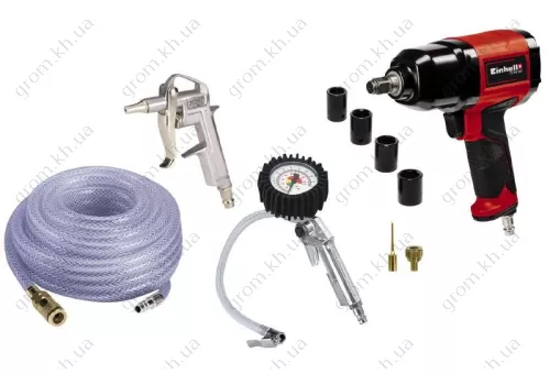 Фото 1- Профессиональный набор пневмоаксессуаров авто Einhell 10 шт.