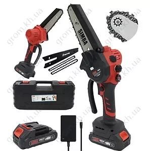 Фото 1- Акумуляторна пилка MIRSON MS0123 зі змащенням (оранж) (2 шини, 3 ланцюги)