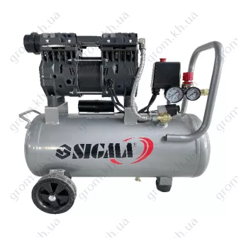 Фото 1- Компрессор четырехцилиндровый безмасляный SIGMA 1.1кВт 1400об/мин 160л/мин 8бар 58дБ 24л