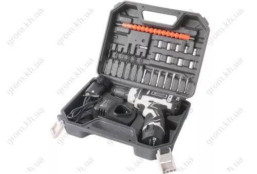 Фото 1- Шуруповерт аккумуляторный Элпром ЭДША-12-2Li SET (с набором насадок)