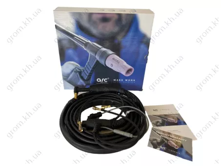 Фото 1- Зварювальна TIG-пальник ARC T3WFX 4M від PARKER з гнучкою головою і з водяним охолодженням
