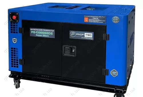 Фото 1- Генератор дизельный PROFI-TEC PE-12000SSDE (14кВа/12 кВт, 220 В, двухцилиндровый)