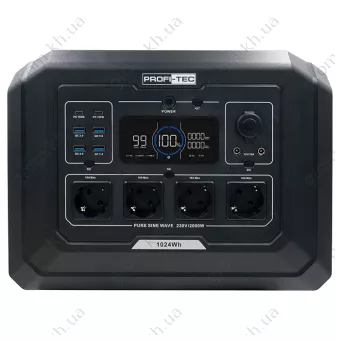 Фото 1- Портативная зарядная станция PROFI-TEC PPS2000 LiFePO₄ (ном. 2000 Вт / макс. 4500 Вт, батарея 1024 Вт·ч)