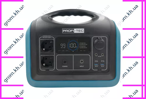 Фото 1- Портативная зарядная станция PROFI-TEC PPS1200 LiFePO₄ (ном. 1200 Вт / макс. 1500 Вт, батарея 992 Вт⋅ч)