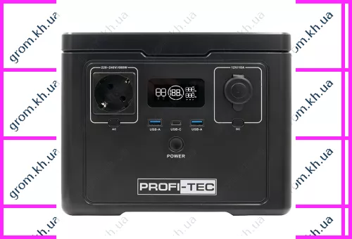 Фото 1- Портативная зарядная станция PROFI-TEC PPS600 LiFePO₄ (ном. 600 Вт / макс. 1200 Вт, батарея 512 Вт·ч)