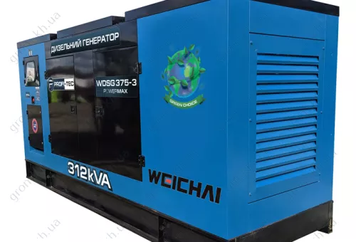 Фото 1- Генератор дизельний PROFI-TEC WDSG375-3 Power MAX (375 кВА/300 кВт, промисловий двигун WEICHAI, аналог BOLDUIN)