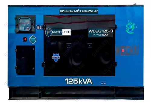 Фото 1- Генератор дизельний PROFI-TEC WDSG125-3 Power MAX (125 кВА/100 кВт, промисловий двигун WEICHAI, аналог BOLDUIN)