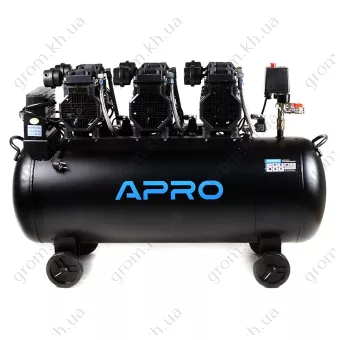 Фото 1- Компрессор шестицилиндровый безмасляный APRO OFE-100 8Бар 3х1.5кВт 712л/мин 100л (2 крана)