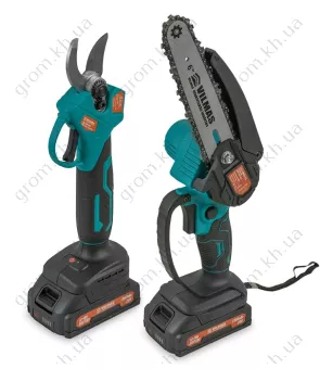 Фото 1- Комплект акумуляторного інструменту VILMAS (секатор, міні-пила, 2 акумулятори, зарядний пристрій)