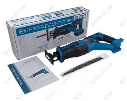 Фото 1- Акумуляторна шабельна пилка KRAISSMANN 261 AUS 20UL (акумулятор 4000 мАч і зарядний пристрій)