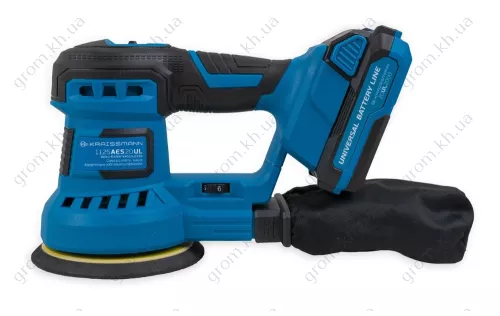 Фото 1- Аккумуляторная орбитальная шлифмашина KRAISSMANN 1125 AES 20UL (аккумулятор 4000 мАч и зарядное устройство)