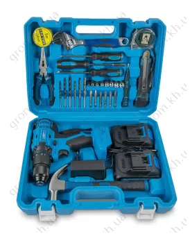 Фото 1- Шуруповерт аккумуляторный KRAISSMANN 2102 ABS 20/2-S2 (с набором инструментов)