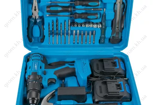 Фото 1- Шуруповерт акумуляторний KRAISSMANN 2102 ABS 20/2-S2 (з набором інструментів)