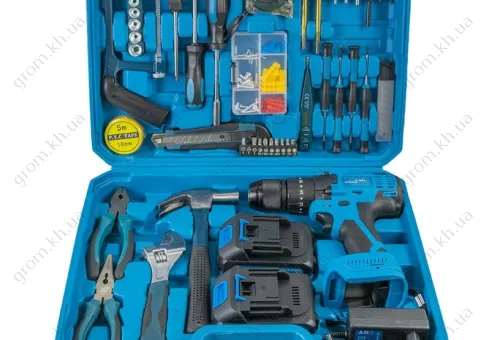 Фото 1- Шуруповерт акумуляторний KRAISSMANN 2133 E-ABS-S1 20/2 (з набором інструментів)