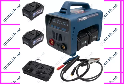 Фото 1- Аккумуляторный сварочный аппарат PROFI-TEC PCWM16040 X-MAX Power (2×PT4080XM (8.0 Aч), зарядное устройство)