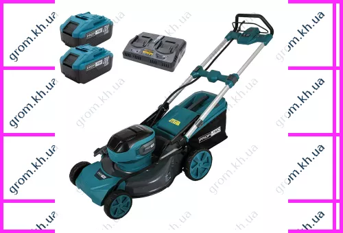 Фото 1- Акумуляторна самохідна газонокосарка PROFI-TEC EasyMow 51 Pro (2×PT2080EP (8.0 Ач), зарядний пристрій)