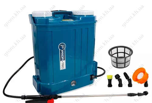 Фото 1- Акумуляторний обприскувач PROFI-TEC PS1610 (адаптер для роботи від акумулятора 20 В, без акумулятора та зарядного пристрою)