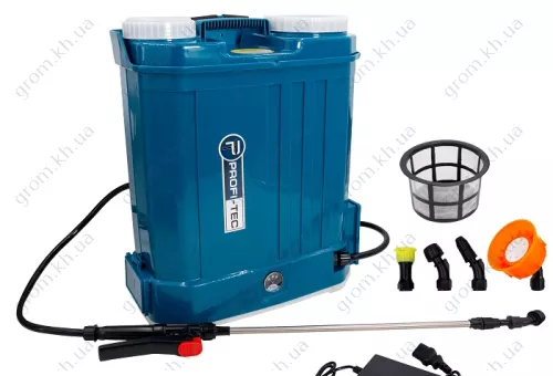 Фото 1- Акумуляторний обприскувач PROFI-TEC PS1610 (12 В/8.0 Ач, зарядний пристрій)
