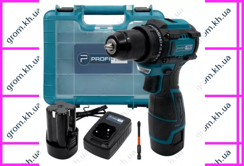 Фото 1- Аккумуляторный шуруповерт PROFI-TEC PCD35168BL (2×PT1620 (2.0 Ач), зарядное устройство)